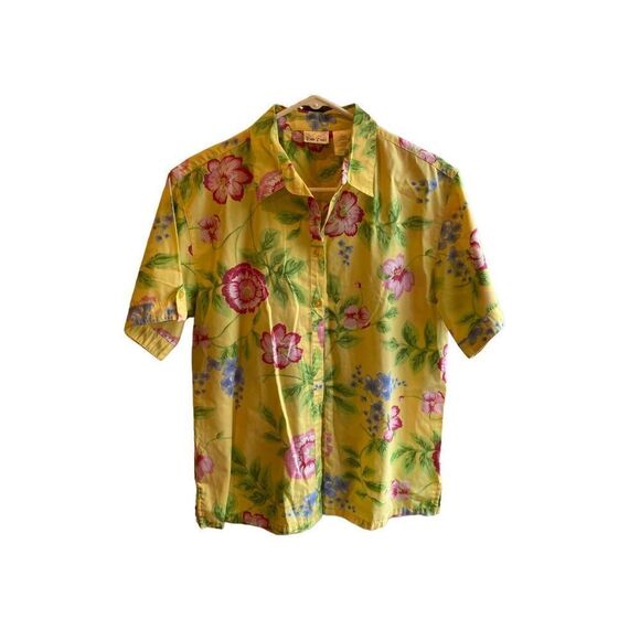 Hawaiian Bobby Brooks vintage women’s yellow Floral and Blouse M - Picture 2 of 5